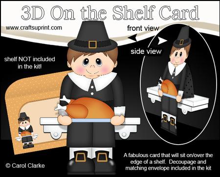 3D on the Shelf Card Kit - Little Thanksgiving Pilgrim Myles