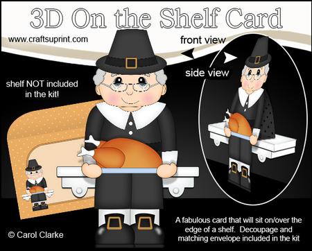 3D on the Shelf Card Kit - Little Thanksgiving Pilgrim Jesse