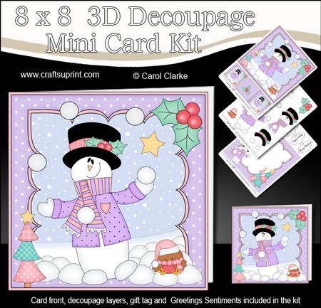 8x8 Christmas Snowman Rio's Snowballs Mini Kit 3D Decoupage