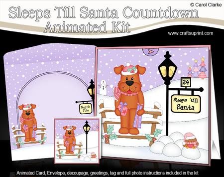 3D Little Christmas Rusty Dog Till Santa Countdown Card