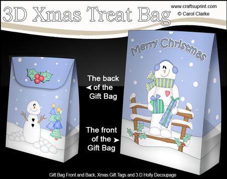 3D Little Christmas Snowman Rio Gift Bag Mini Kit