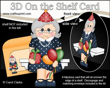3D on the Shelf Card Kit - Little Party Old Lady Peggy