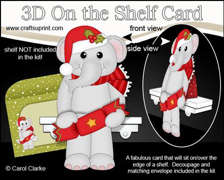 3D on the Shelf Card Kit - Little Christmas Elephant