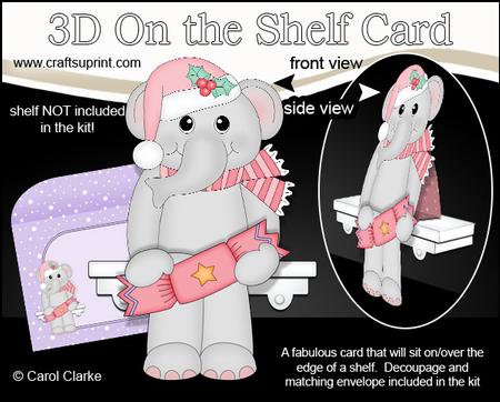 3D on the Shelf Card Kit - Little Christmas Elephant