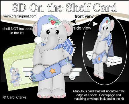 3D on the Shelf Card Kit - Little Christmas Elephant