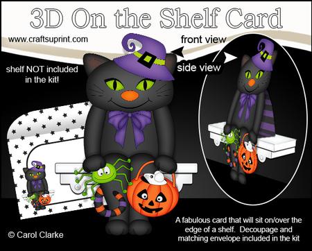 3D on the Shelf Card Kit - Little Halloween Cat Blackjack