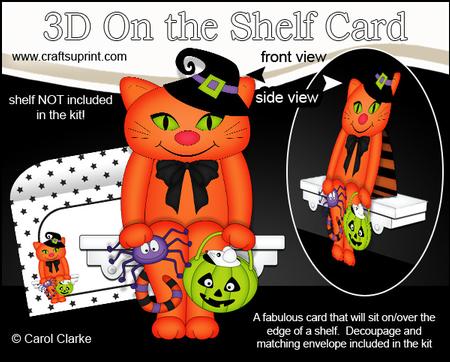 3D on the Shelf Card Kit - Little Halloween Cat Cinnamon