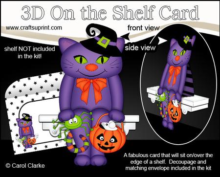 3D on the Shelf Card Kit - Little Halloween Cat Liquorice