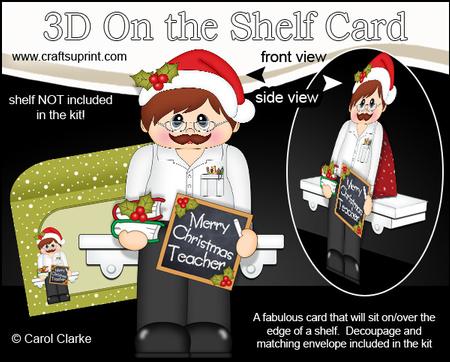 3D on the Shelf Card Kit - Christmas Teacher Mr Davies