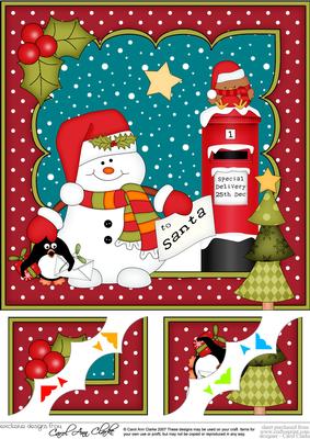 8 x 8 Christmas Snowman Oli's Santa Letter Scalloped Topper