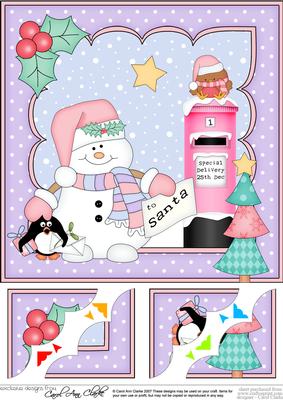 8 x 8 Christmas Snowman Oli's Santa Letter Scalloped Topper