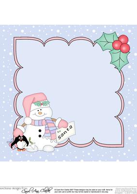 8 x 8 Christmas Snowman Oli's Santa Letter Insert