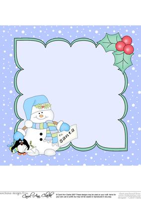 8 x 8 Christmas Snowman Oli's Santa Letter Insert