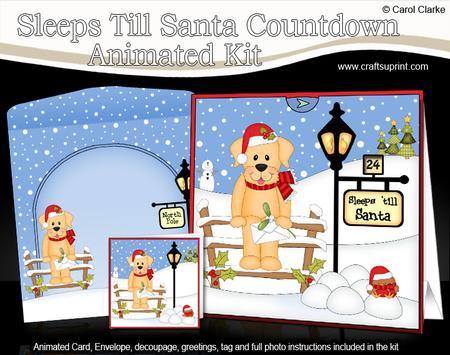 3D Little Christmas Dog Sunny Till Santa Countdown Card