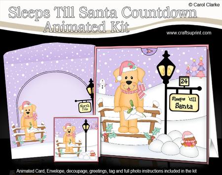 3D Little Christmas Dog Sunny Till Santa Countdown Card