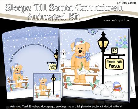 3D Little Christmas Dog Sunny Till Santa Countdown Card