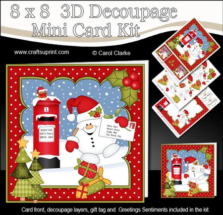 8x8 Christmas Snowball Sam's Letter for Santa 3D Decoupage
