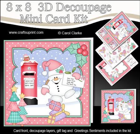 8x8 Christmas Snowball Sam's Letter for Santa 3D Decoupage