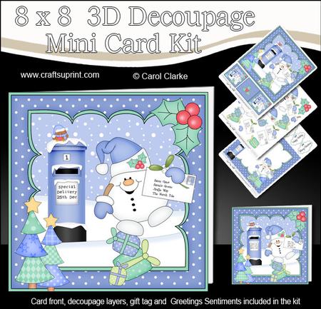8x8 Christmas Snowball Sam's Letter for Santa 3D Decoupage