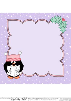 8 x 8 Christmas Carol Singing Pip Penguin Insert