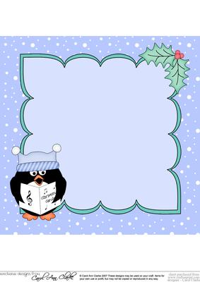 8 x 8 Christmas Carol Singing Pip Penguin Insert