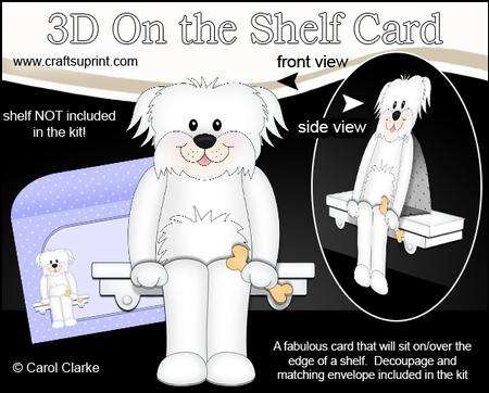 3D on the Shelf Card Kit - Little Bichon Frise Dog Maxie
