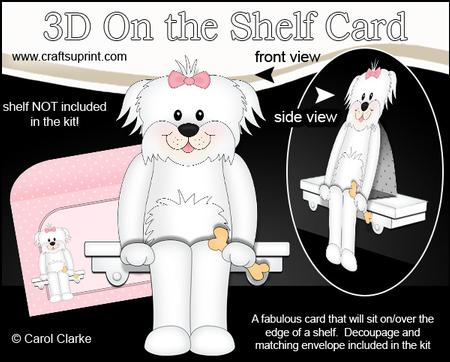3D on the Shelf Card Kit - Little Bichon Frise Dog Zuzu
