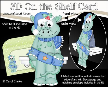 3D on the Shelf Card Kit - Little Christmas Denis Dinosaur