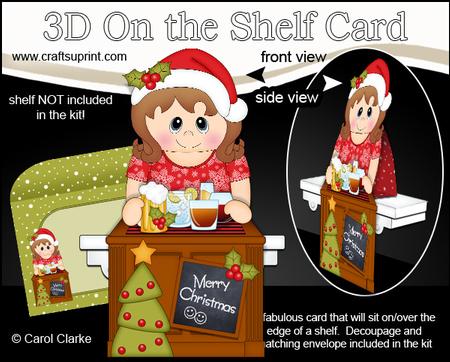 3D on the Shelf Card Kit - Little Christmas Barmaid Diane
