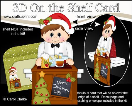 3D on the Shelf Card Kit - Little Christmas Barman Reg