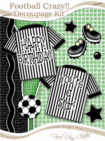 Football Crazy!! Kit in Black with 3D Decoupage