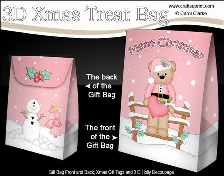 3D Little Christmas Livvy Bear's Heart Gift Bag Mini Kit