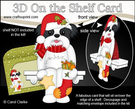 3D on the Shelf Card Kit - Little Christmas Shih Tzu Dog