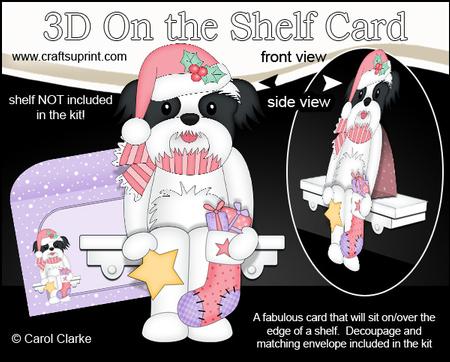 3D on the Shelf Card Kit - Little Christmas Shih Tzu Dog