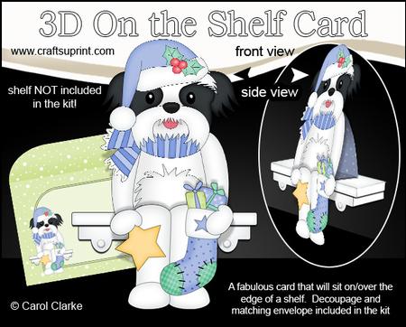 3D on the Shelf Card Kit - Little Christmas Shih Tzu Dog