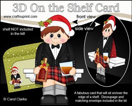 3D on the Shelf Card Kit - Christmas Scottish Whisky Drinker