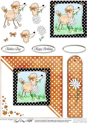Cute Poodle Quick Card with 3D Decoupage