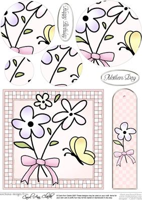 Flowers and Butterfly Quick Card with Circle Pyramage