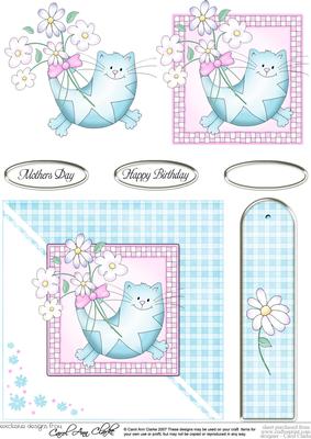 Cute Cat Quick Card with 3D Decoupage