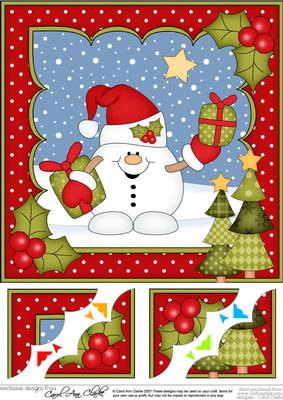 8 x 8 Christmas Snowball Sam's Presents Scalloped Corner Top