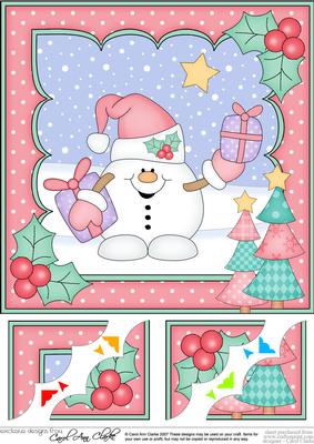 8 x 8 Christmas Snowball Sam's Presents Scalloped Corner Top