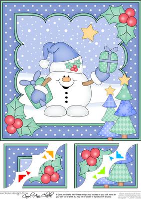 8 x 8 Christmas Snowball Sam's Presents Scalloped Corner Top