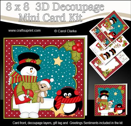 8x8 Christmas Snowman Rio's Heart Mini Kit 3D Decoupage