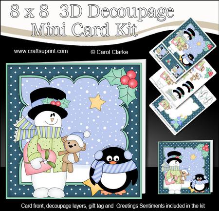 8x8 Christmas Snowman Rio's Heart Mini Kit 3D Decoupage