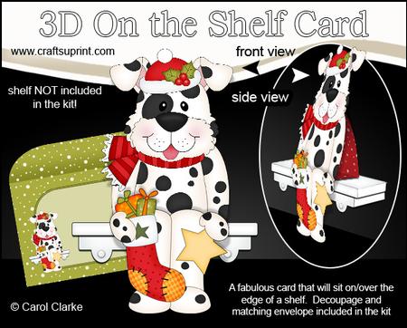 3D on the Shelf Card Kit - Little Christmas Spotty Dog