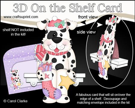 3D on the Shelf Card Kit - Little Christmas Spotty Dog