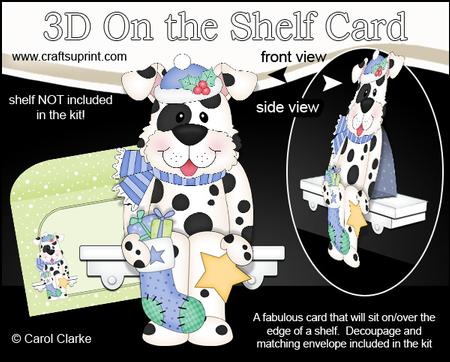 3D on the Shelf Card Kit - Little Christmas Spotty Dog