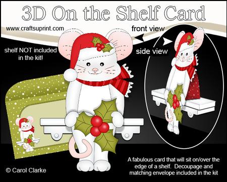 3D on the Shelf Card Kit - Little Christmas Mouse