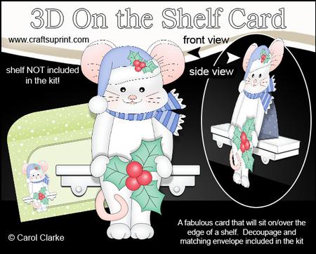 3D on the Shelf Card Kit - Little Christmas Mouse