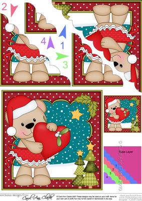 Christmas Livvy Bear's Heart Scallop Corner Topper